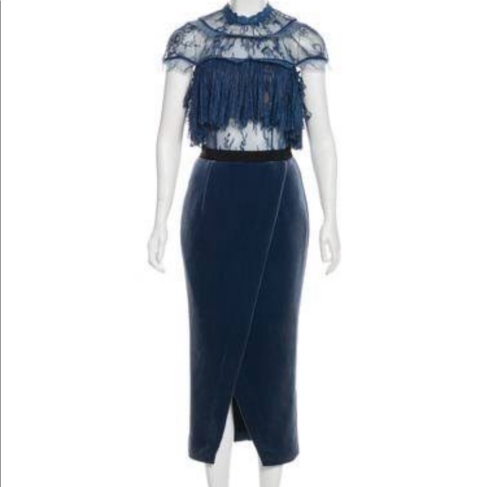 NEVER WORN Self Portrait Blue Lace Velvet Dress